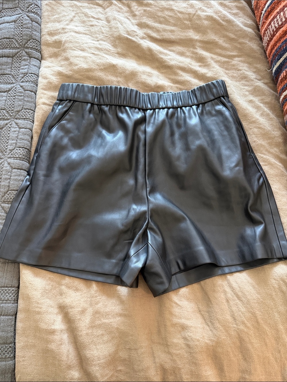 Classic Faux Leather Women's Shorts in Black